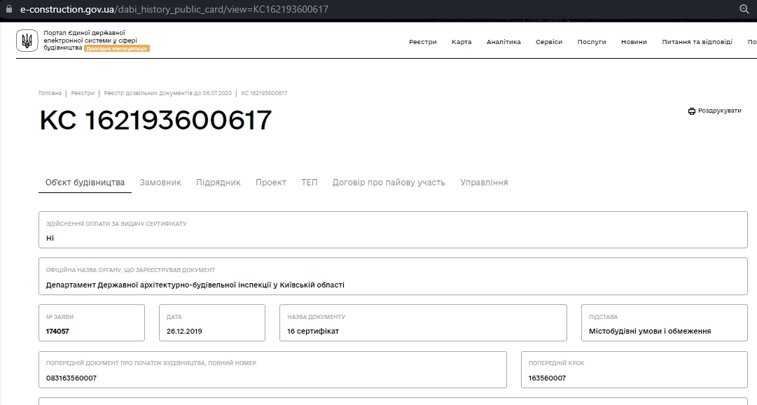 Сертификат о готовности Небесной сотни, 26/19, ЖК Софиевская сфера