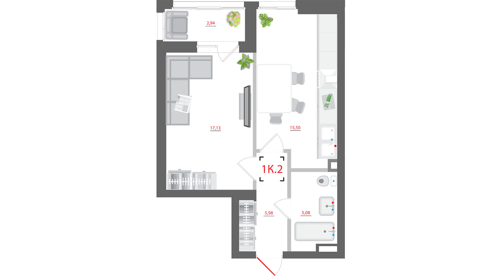 1-кімнатна 46.63 м² в ЖК CITY HUB від 62 639 грн/м², Київ