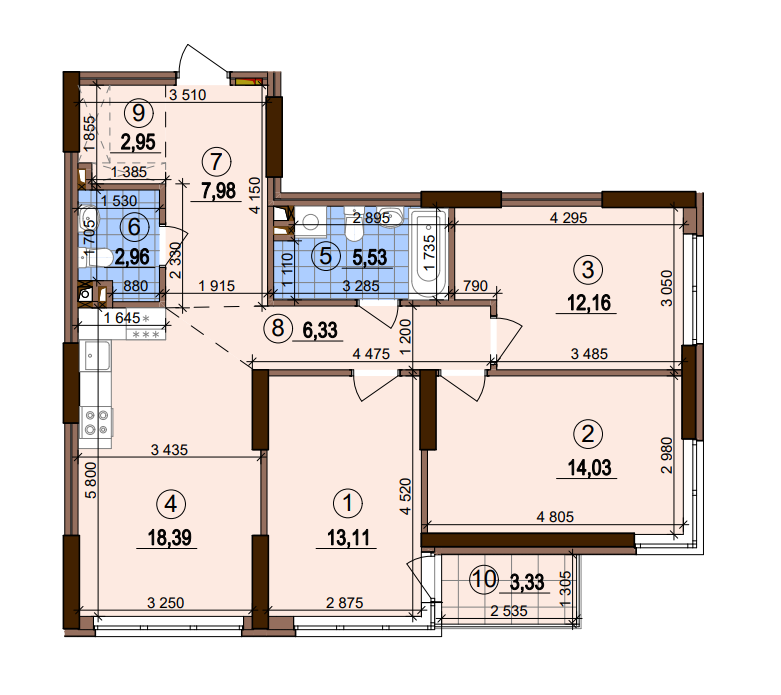 3-комнатная 84.44 м² в ЖК Варшавский-2 от 28 100 грн/м², Киев
