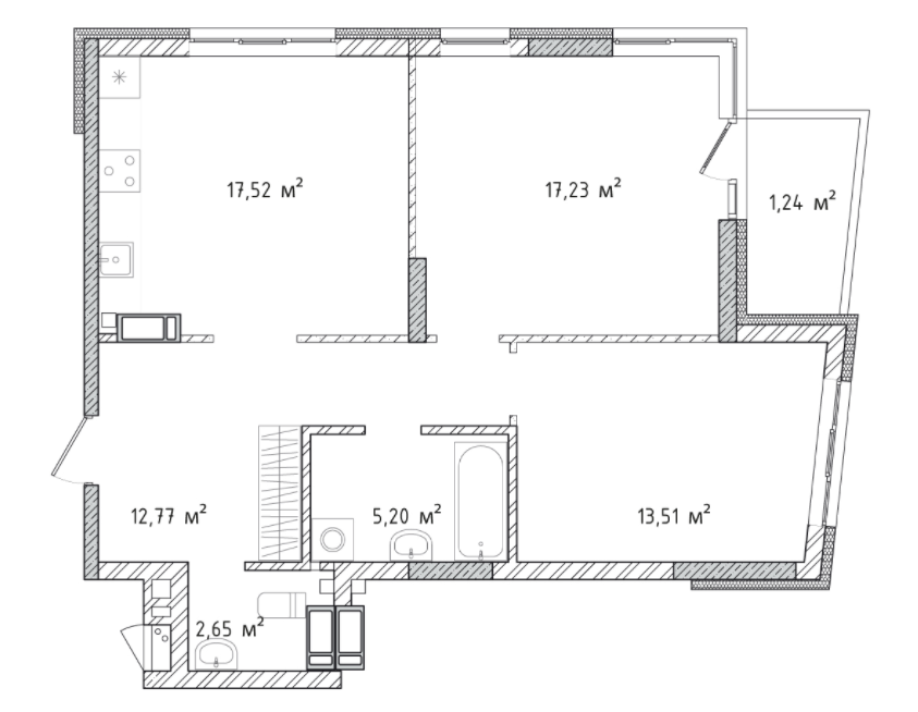 2-кімнатна 70.12 м² в ЖК Krona Park II від 22 844 грн/м², м. Бровари
