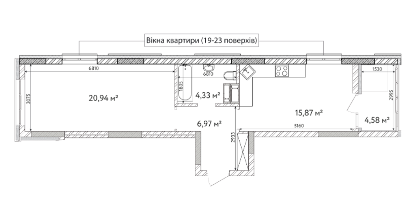 1-кімнатна 52.69 м² в ЖК Krona Park II від 24 500 грн/м², м. Бровари