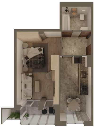 1-кімнатна 44.25 м² в ЖК Щастя від 15 000 грн/м², Тернопіль