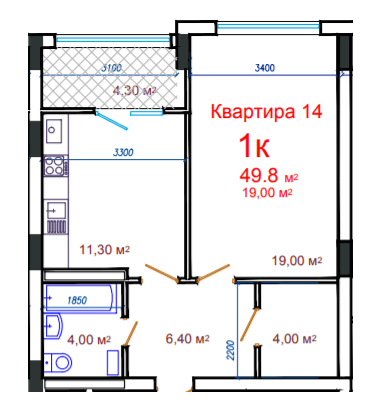 1-комнатная 49.8 м² в ЖК Потёмкинский от 25 550 грн/м², Херсон