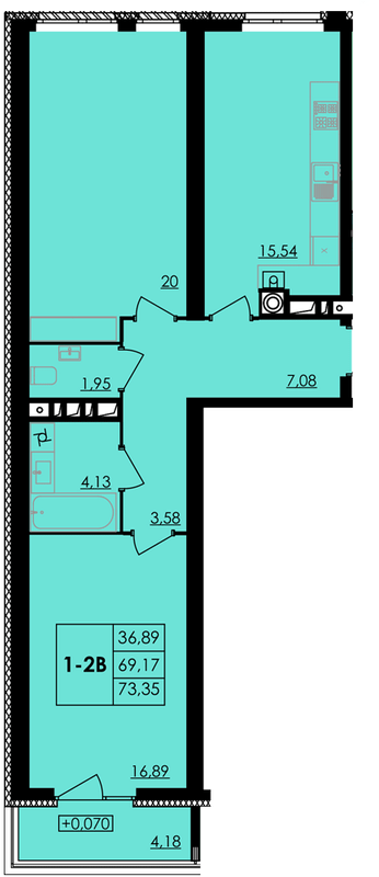2-комнатная 73.35 м² в ЖК City Park от 19 500 грн/м², Черкассы