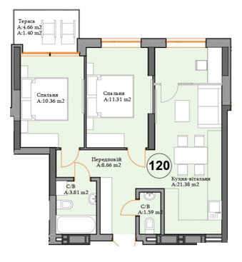 2-кімнатна 58.51 м² в ЖК River Plaza від 27 000 грн/м², м. Вишгород