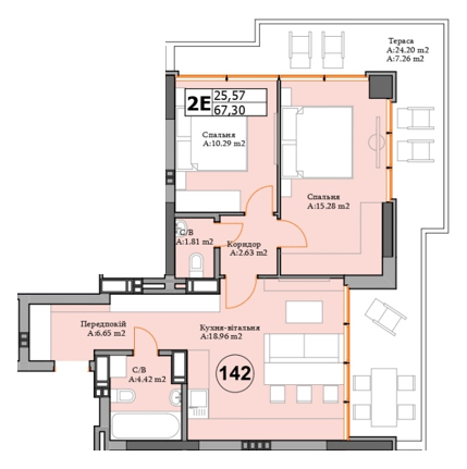 2-кімнатна 67.3 м² в ЖК River Plaza від 27 000 грн/м², м. Вишгород