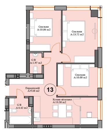 3-кімнатна 63.23 м² в ЖК River Plaza від 27 000 грн/м², м. Вишгород