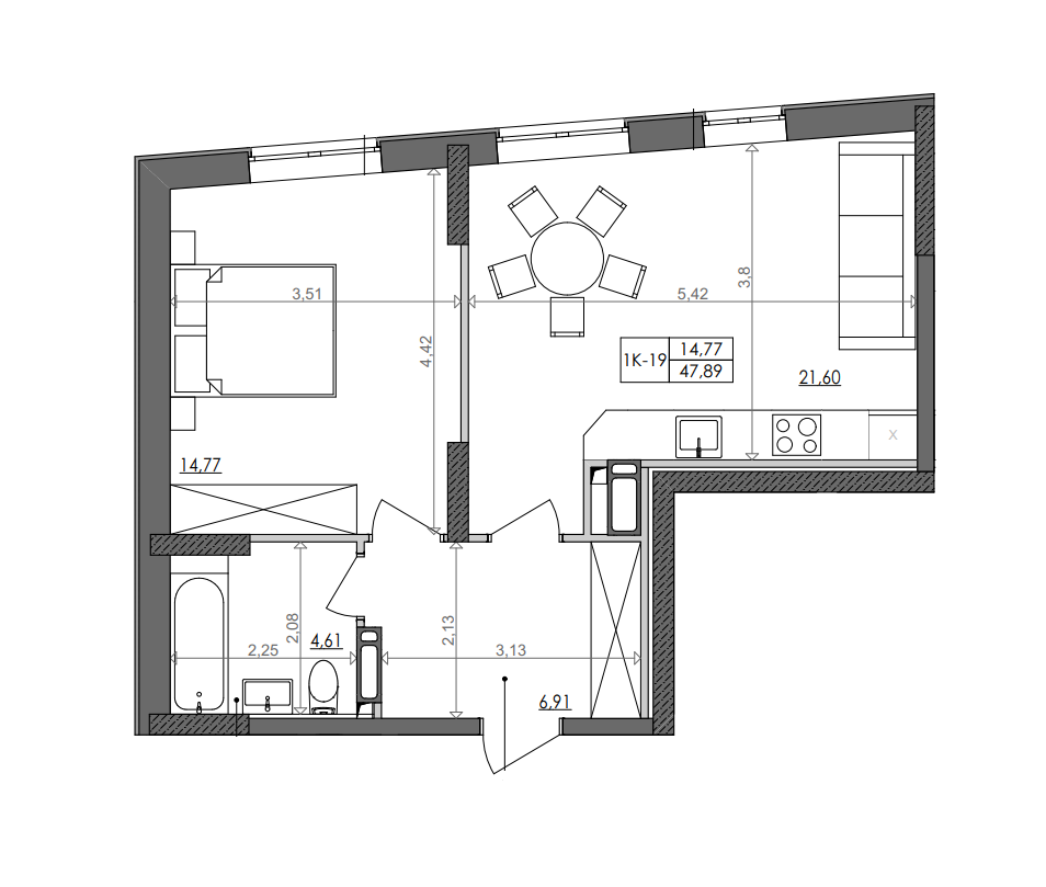 1-кімнатна 46.5 м² в ЖК Svitlo Park від 31 781 грн/м², Київ