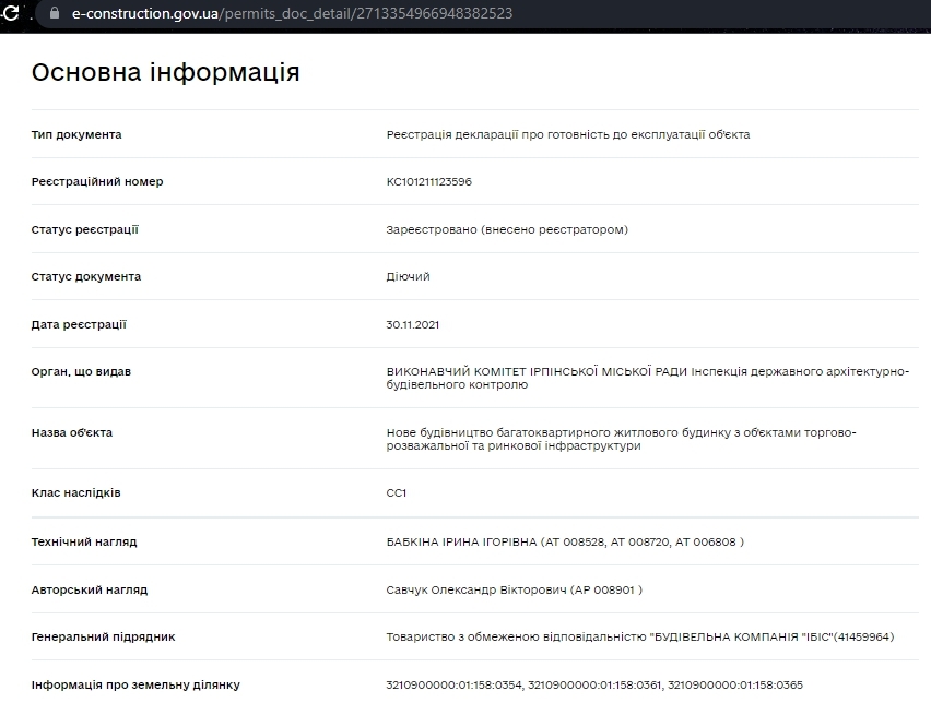 Сертифікат про готовність Дом 5, ЖК Ібіс