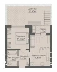 1-кімнатна 37.43 м² в КБ Brickwood від 18 500 грн/м², смт Гостомель