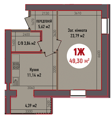1-кімнатна 49.3 м² в ЖК Покровський від 21 350 грн/м², смт Гостомель