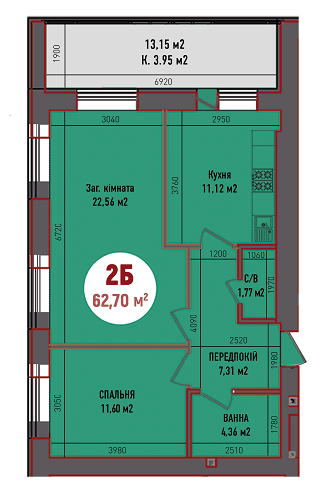 2-кімнатна 62.7 м² в ЖК Покровський від 19 400 грн/м², смт Гостомель