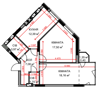2-кімнатна 61.21 м² в ЖК На Прорізній 2 від 24 300 грн/м², смт Гостомель