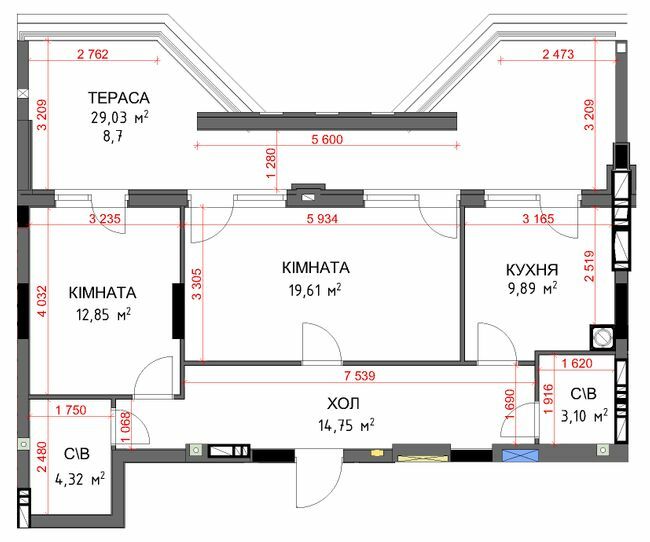 2-кімнатна 73.22 м² в ЖК На Прорізній 2 від 27 000 грн/м², смт Гостомель