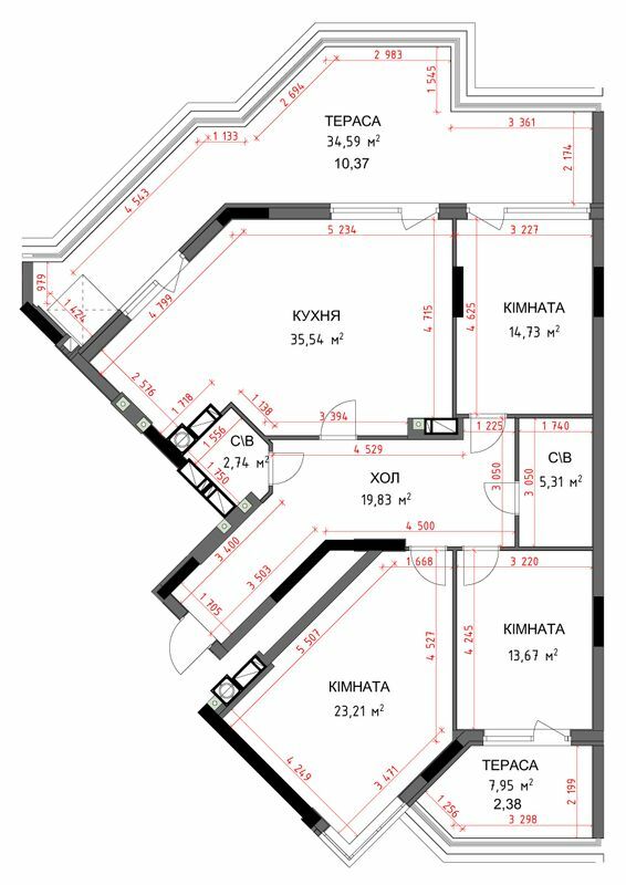 3-кімнатна 127.78 м² в ЖК На Прорізній 2 від 35 000 грн/м², смт Гостомель