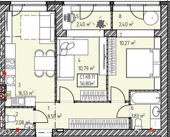 2-кімнатна 56.8 м² в ЖК Гостомельські Липки-5 від 18 000 грн/м², смт Гостомель