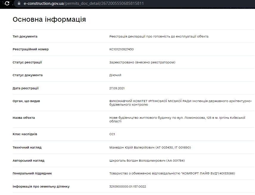 Сертифікат про готовність Дом 17, ЖК Найкращий квартал