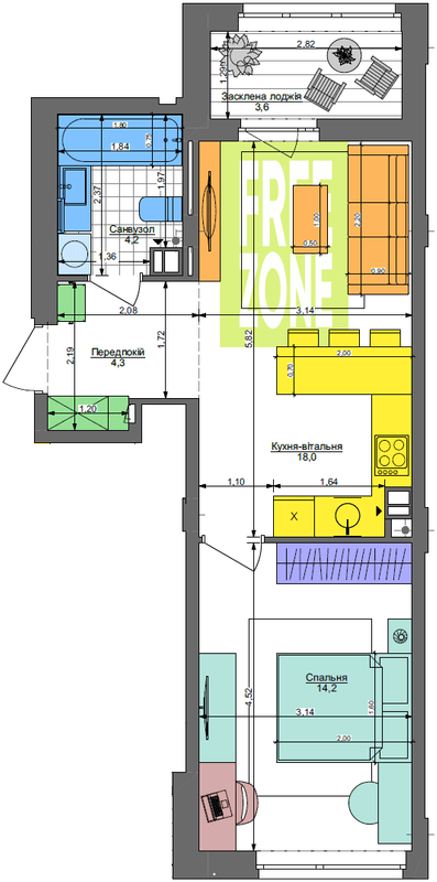 1-комнатная 44.3 м² в ЖК Respublika от 59 950 грн/м², Киев