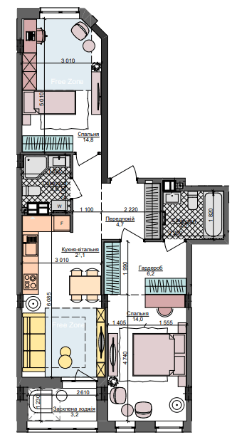 2-кімнатна 71.8 м² в ЖК Respublika від 59 950 грн/м², Київ
