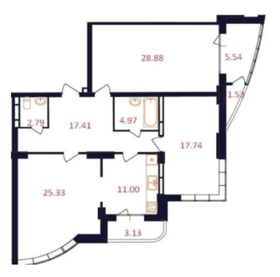 3-кімнатна 115.04 м² в ЖК The First House від 27 000 грн/м², Київ
