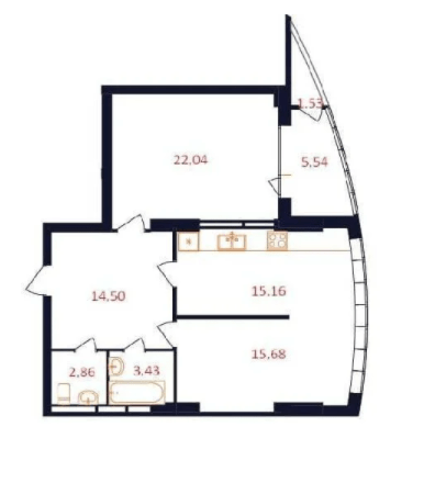 2-кімнатна 79.55 м² в ЖК The First House від 27 800 грн/м², Київ
