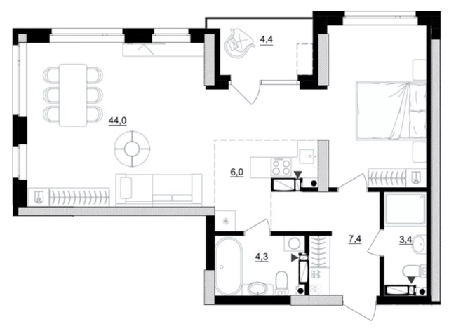 1-комнатная 67.3 м² в ЖК Kub29 от 40 400 грн/м², Киев