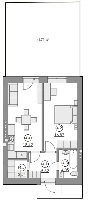 1-кімнатна 47.2 м² в ЖК Cherry House 4 від 18 000 грн/м², смт Гостомель