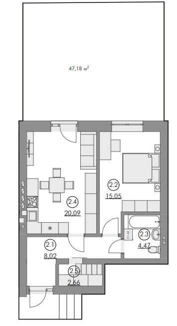 1-кімнатна 50.29 м² в ЖК Cherry House 4 від 18 000 грн/м², смт Гостомель
