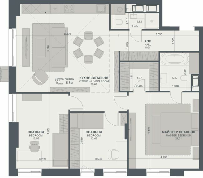 3-кімнатна 109.98 м² в ЖК TRIIINITY від 72 000 грн/м², Київ