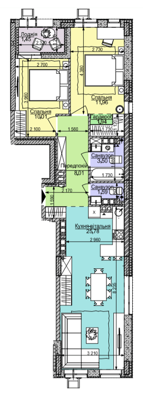 2-комнатная 64.24 м² в ЖК Комфорт Таун от 60 750 грн/м², Киев
