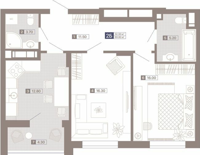 2-кімнатна 69.8 м² в ЖК Лук'янівський каскад від 39 750 грн/м², Київ