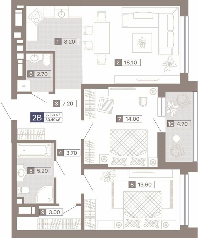 2-кімнатна 80.4 м² в ЖК Лук'янівський каскад від 39 750 грн/м², Київ
