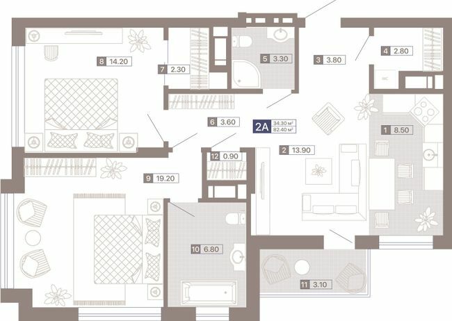 2-кімнатна 82.4 м² в ЖК Лук'янівський каскад від 39 750 грн/м², Київ