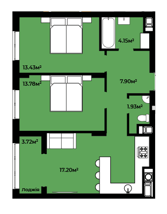 2-комнатная 62.11 м² в ЖК CONTINENT STYLE от 17 900 грн/м², с. Сокольники