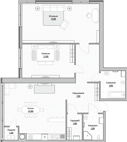 2-комнатная 69.5 м² в ЖК Евромисто от 26 000 грн/м², с. Крюковщина
