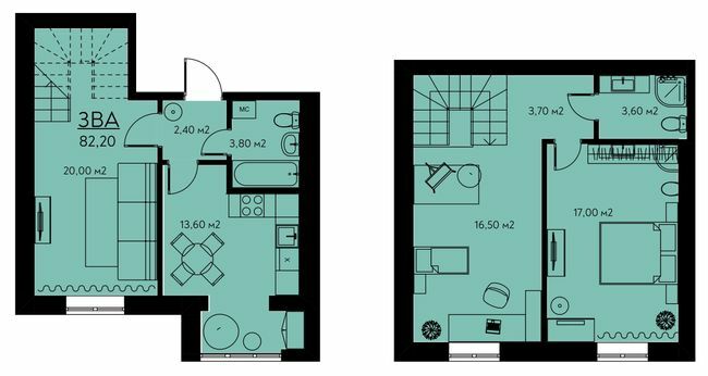 Дворівнева 82.2 м² в ЖК Молодіжне містечко від 17 500 грн/м², с. Крюківщина
