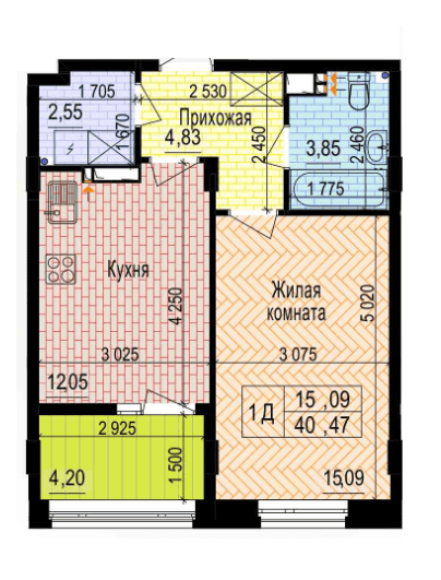 1-комнатная 40.47 м² в ЖК Аквамарин от 28 500 грн/м², Харьков