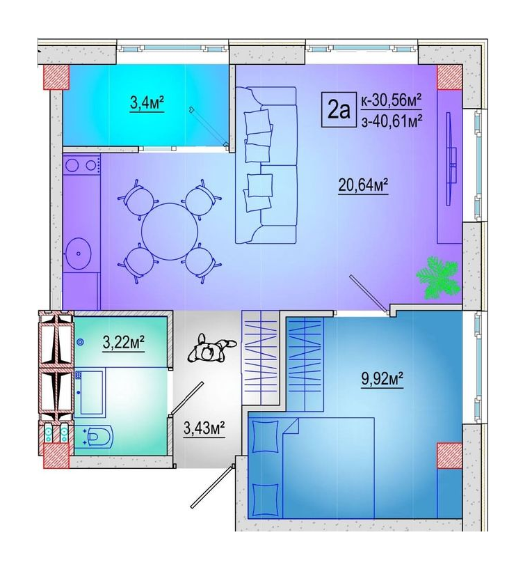 1-комнатная 40.61 м² в ЖК Центр от 49 550 грн/м², Харьков