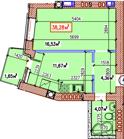 1-кімнатна 38.28 м² в ЖК Затишний квартал від 30 900 грн/м², с. Софіївська Борщагівка