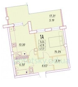 1-кімнатна 47.37 м² в ЖК Дім Потоцького від 36 250 грн/м², Одеса