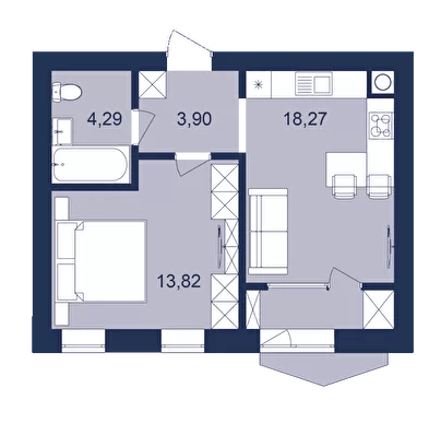 1-кімнатна 40.28 м² в ЖК РЕМ від 17 300 грн/м², м. Самбір