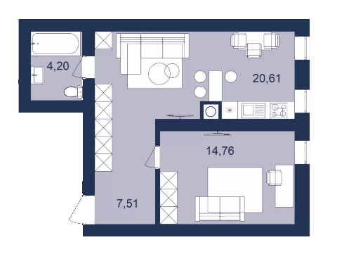 1-кімнатна 47.08 м² в ЖК РЕМ від 17 300 грн/м², м. Самбір