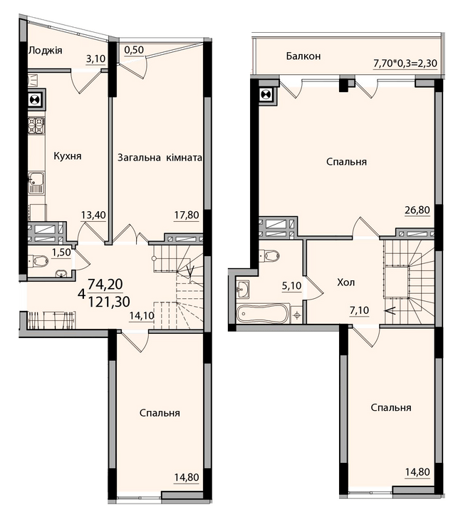 Двухуровневая 121.3 м² в ЖК Панорама от 18 200 грн/м², Черновцы