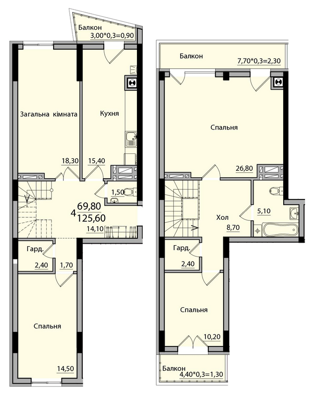 Двухуровневая 125.6 м² в ЖК Панорама от 18 200 грн/м², Черновцы