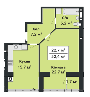 1-комнатная 52.4 м² в ЖК Перлина Проскурова-3 от 17 400 грн/м², Хмельницкий