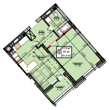1-комнатная 51.3 м² в ЖК Millennium от 14 900 грн/м², Ивано-Франковск