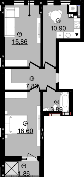 2-комнатная 57.57 м² в ЖК Звездный от 14 000 грн/м², Ужгород