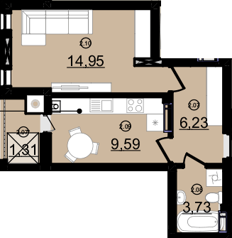 1-комнатная 35.7 м² в ЖК Звездный от 14 000 грн/м², Ужгород