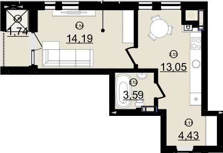 1-кімнатна 37.1 м² в ЖК Зоряний від 14 000 грн/м², Ужгород
