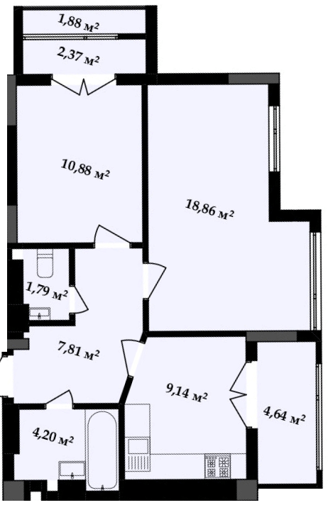 2-кімнатна 61.57 м² в ЖК Імперія від 16 000 грн/м², Івано-Франківськ